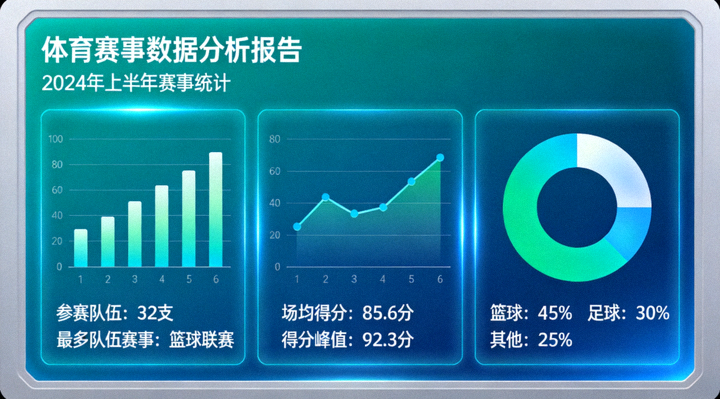 体育赛事数据分析图表与统计界面展示